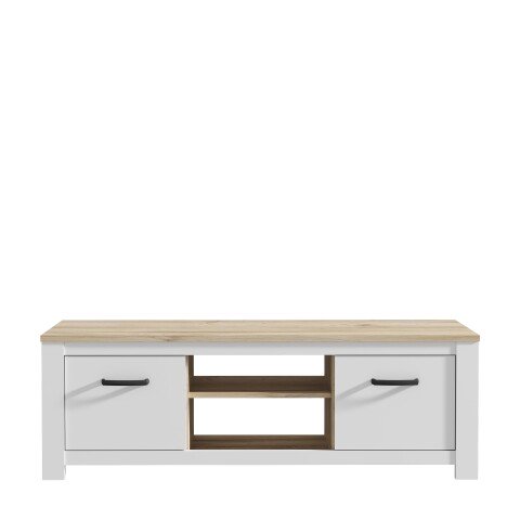 TV-Schrank >ELARA< in Weiss Matt/ Bianco Eiche - 161,4x54,1x42,2 (BxHxT)