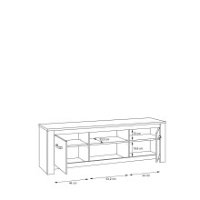 TV-Schrank >ELARA< in Weiss Matt/ Bianco Eiche - 161,4x54,1x42,2 (BxHxT)