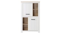 Hochschrank >ELARA< in Weiss Matt/ Bianco Eiche -...