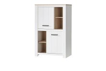 Hochschrank >ELARA< in Weiss Matt/ Bianco Eiche -...