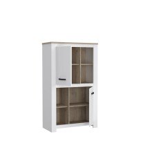 Hochschrank >ELARA< in Weiss Matt/ Bianco Eiche - 86,7x147,1x42,2cm (BxHxT)