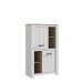 Hochschrank >ELARA< in Weiss Matt/ Bianco Eiche - 86,7x147,1x42,2cm (BxHxT)