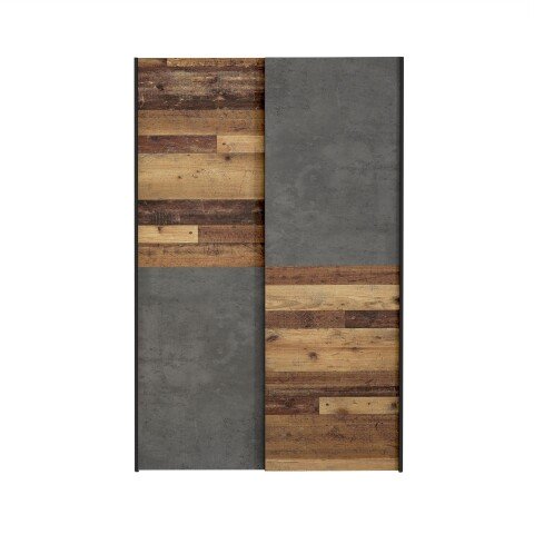 Kleiderschrank >OZZULA< in Old – Wood Vintage  / Betonoptik Dunkelgrau