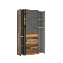 Kleiderschrank >OZZULA< in Old – Wood Vintage  / Betonoptik Dunkelgrau