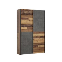Kleiderschrank >OZZULA< Old – Wood Vintage  / Betonoptik grau - 120x190,5x41,6cm (B/H/T)