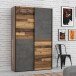 Kleiderschrank >OZZULA< Old – Wood Vintage  / Betonoptik grau - 120x190,5x41,6cm (B/H/T)