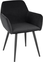 Esszimmerstuhl 2er-Set >Kolbjørn< in Schwarz, Samt-Stoff - 55x78x50cm (B/H/T)