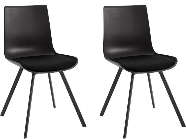 Esszimmerstuhl 2er-Set >Lavrans< in Schwarz, Kunststoff/Webstoff - 46x85x53cm (B/H/T)