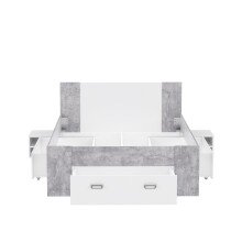 Stauraumbett >Bob< in Betonoptik Lichtgrau / Weiss  - 203,6x86x143,4cm (BxHxT)
