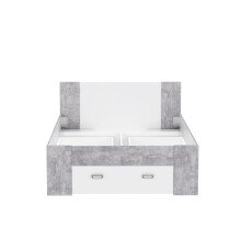 Stauraumbett >Bob< in Betonoptik Lichtgrau / Weiss  - 203,6x86x143,4cm (BxHxT)