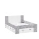 Stauraumbett >Bob< in Betonoptik Lichtgrau / Weiss  - 203,6x86x143,4cm (BxHxT)