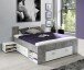 Stauraumbett >Bob< in Betonoptik Lichtgrau / Weiss  - 203,6x86x143,4cm (BxHxT)