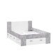 Stauraumbett >Bob< in Betonoptik Lichtgrau / Weiss  - 203,6x86x143,4cm (BxHxT)