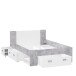 Stauraumbett >Bob< in Betonoptik Lichtgrau / Weiss  - 203,6x86x143,4cm (BxHxT)