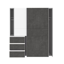 Kleiderschrank >WINN 2< in Weiss / Betonoptik Dunkelgrau