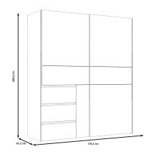 Kleiderschrank >WINN 2< in Weiss / Betonoptik Dunkelgrau