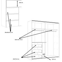 Kleiderschrank >WINN 2< in Weiss / Betonoptik Dunkelgrau