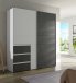 Kleiderschrank >WINN 2< in Weiss / Betonoptik Dunkelgrau