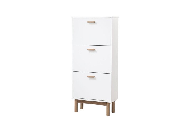 Schuhschrank >Orvar< in Weiß - 58x131x25cm (BxHxT)