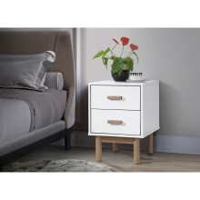 Nachtkommode >Orvar< in Weiß - 40x55x44cm (BxHxT)