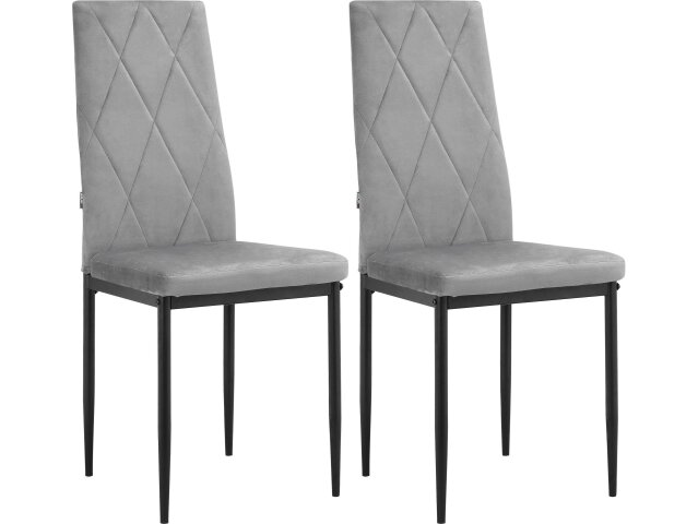 Esszimmerstuhl 2er-Set >Maia< in Grau, Samt/Metall - 42x98x53cm (B/H/T)