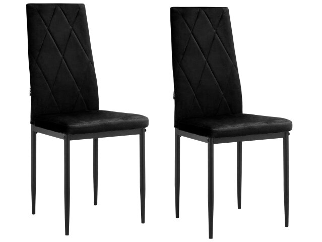 Esszimmerstuhl 2er-Set >Maia< in Schwarz, Samt/Metall - 42x98x53cm (B/H/T)