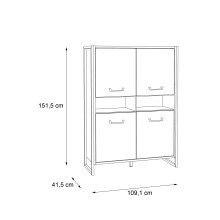 Wohnwand >HUD< in Stabeiche  - 284x196,9x52cm (BxHxT)