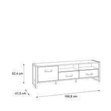 Wohnwand >HUD< in Stabeiche  - 284x196,9x52cm (BxHxT)