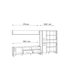 Wohnwand >HUD< in Stabeiche  - 284x196,9x52cm (BxHxT)