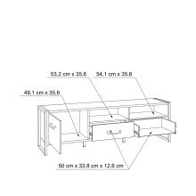 Wohnwand >HUD< in Stabeiche  - 284x196,9x52cm (BxHxT)