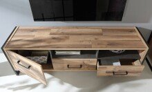 Wohnwand >HUD< in Stabeiche  - 284x196,9x52cm (BxHxT)
