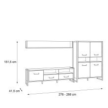 Wohnwand >HUD< in Stabeiche  - 284x196,9x52cm (BxHxT)