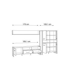Wohnwand >HUD< in Stabeiche  - 284x196,9x52cm (BxHxT)