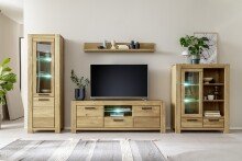 Highboard >SILIAS< in Wildeiche geölt, Wildeiche teilmassiv - 109x140x45cm (BxHxT)