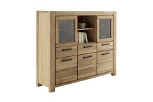Highboard >SILIAS< in Wildeiche geölt, Wildeiche teilmassiv - 172x140x45 (BxHxT)
