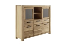 Highboard >SILIAS< in Wildeiche geölt, Wildeiche teilmassiv - 172x140x45 (BxHxT)