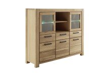 Highboard >SILIAS< in Wildeiche geölt, Wildeiche teilmassiv - 172x140x45 (BxHxT)