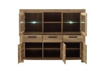Highboard >SILIAS< in Wildeiche geölt, Wildeiche teilmassiv - 172x140x45 (BxHxT)