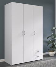 Kleiderschrank >Parisot Daily 2< 3 Türen, 2 Schübe, in Weiss - 120x185x51cm (BxHxT)