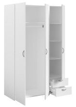 Kleiderschrank >Parisot Daily 2< 3 Türen, 2 Schübe, in Weiss - 120x185x51cm (BxHxT)