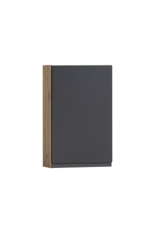 Hängeschrank >Paris< in grau, Wotaneiche, MDF - 40x64x20cm (BxHxT)