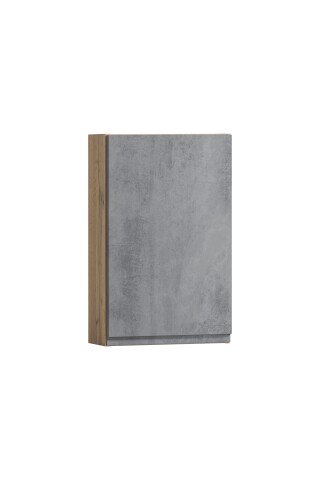 Hängeschrank >Paris< in Betongrau, Wotaneiche, MDF - 40x64x20cm (BxHxT)
