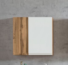 Hängeschrank >Paris< in weiß, Wotaneiche, MDF - 65x64x20cm (BxHxT)