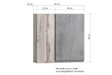 Hängeschrank >Paris< in weiß, Wotaneiche, MDF - 65x64x20cm (BxHxT)