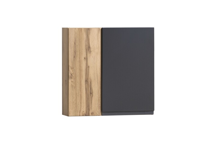 Hängeschrank >Paris< in grau, Wotaneiche, MDF - 65x64x20cm (BxHxT)