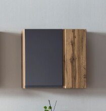 Hängeschrank >Paris< in grau, Wotaneiche, MDF - 65x64x20cm (BxHxT)