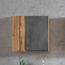 Hängeschrank >Paris< in betongrau, wotaneiche, MDF - 65x64x20cm (BxHxT)