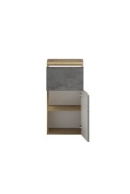Unterschrank >Paris< in Betongrau, Wotaneiche, MDF - 40x79x35cm (BxHxT)
