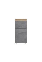 Unterschrank >Paris< in Betongrau, Wotaneiche, MDF - 40x79x35cm (BxHxT)
