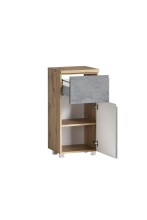 Unterschrank >Paris< in Betongrau, Wotaneiche, MDF - 40x79x35cm (BxHxT)